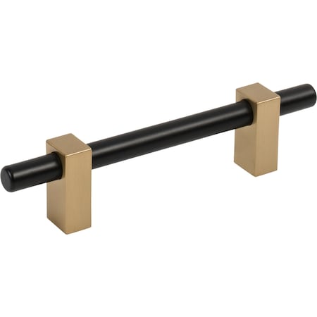 Jeffrey Alexander 96 Mm Center-To-Center Matte Black W/ Satin Bronze Larkin Cabinet Bar Pull 478-96MBSBZ